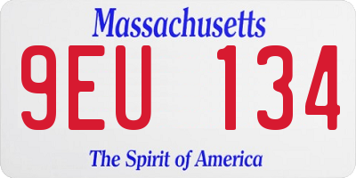 MA license plate 9EU134