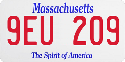 MA license plate 9EU209