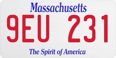 MA license plate 9EU231