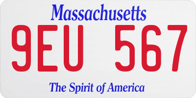MA license plate 9EU567