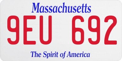 MA license plate 9EU692