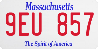 MA license plate 9EU857