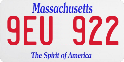 MA license plate 9EU922