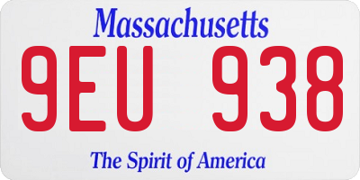 MA license plate 9EU938