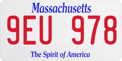 MA license plate 9EU978