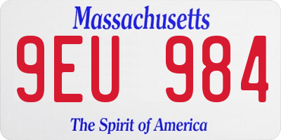 MA license plate 9EU984