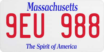 MA license plate 9EU988