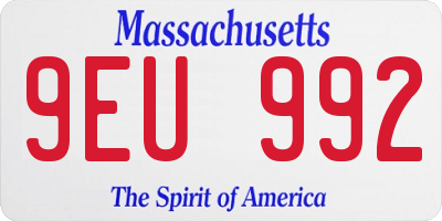 MA license plate 9EU992