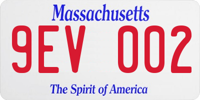MA license plate 9EV002