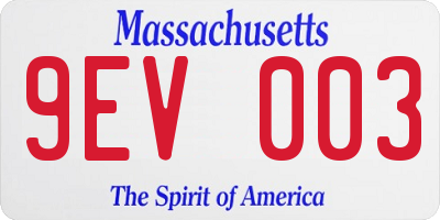 MA license plate 9EV003