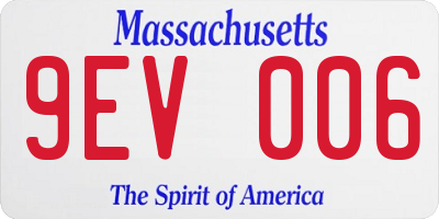 MA license plate 9EV006