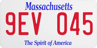 MA license plate 9EV045