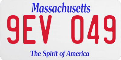 MA license plate 9EV049