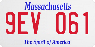 MA license plate 9EV061