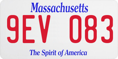 MA license plate 9EV083