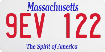 MA license plate 9EV122