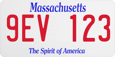MA license plate 9EV123