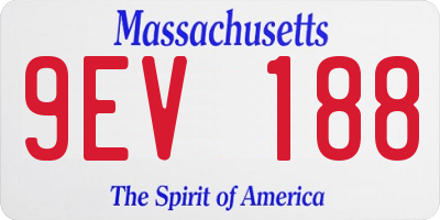 MA license plate 9EV188