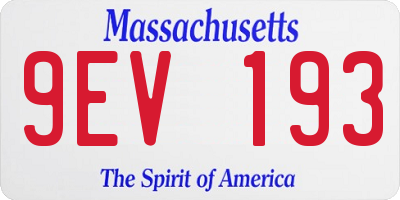 MA license plate 9EV193