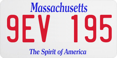 MA license plate 9EV195