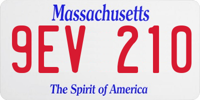 MA license plate 9EV210
