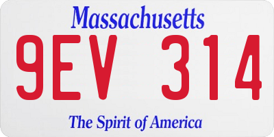 MA license plate 9EV314