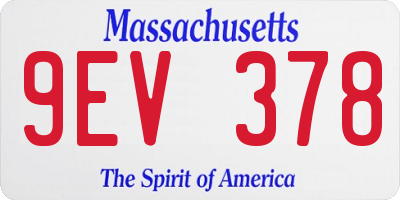 MA license plate 9EV378
