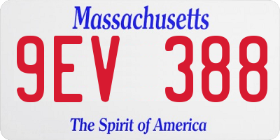 MA license plate 9EV388