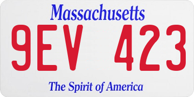 MA license plate 9EV423