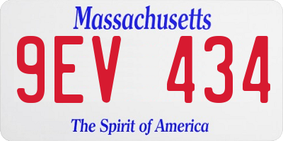 MA license plate 9EV434