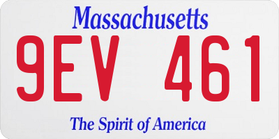 MA license plate 9EV461