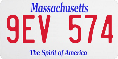 MA license plate 9EV574