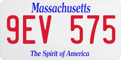 MA license plate 9EV575