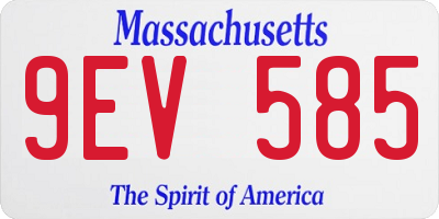 MA license plate 9EV585