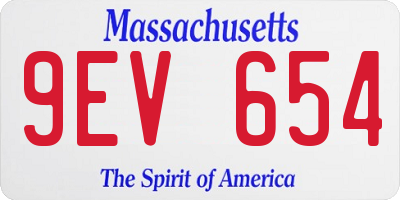 MA license plate 9EV654