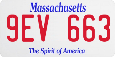 MA license plate 9EV663