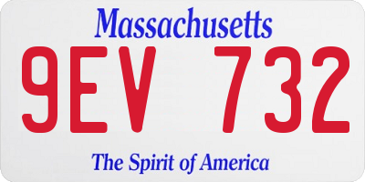 MA license plate 9EV732