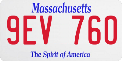 MA license plate 9EV760