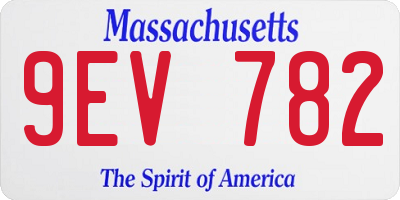 MA license plate 9EV782