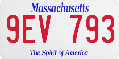 MA license plate 9EV793
