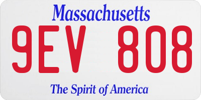 MA license plate 9EV808