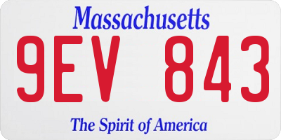 MA license plate 9EV843