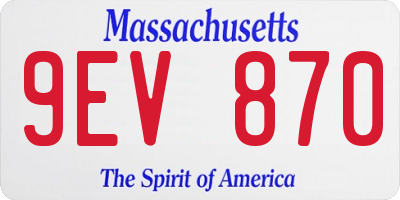 MA license plate 9EV870