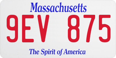 MA license plate 9EV875