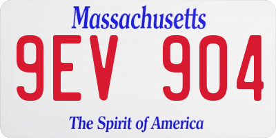 MA license plate 9EV904