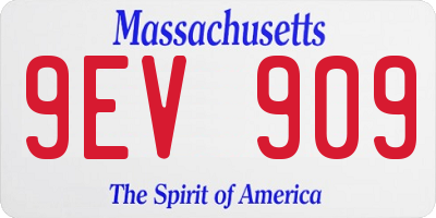 MA license plate 9EV909