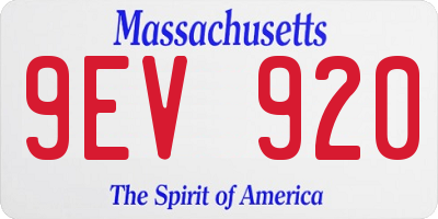 MA license plate 9EV920