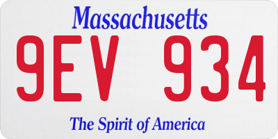 MA license plate 9EV934