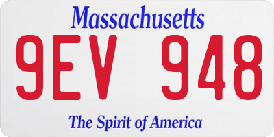 MA license plate 9EV948