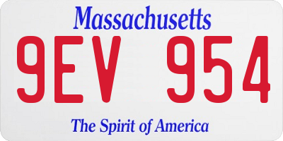 MA license plate 9EV954